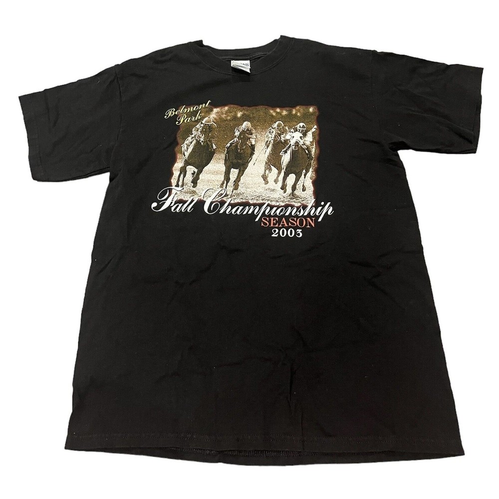 Belmont Park M Fall Championship Season 2003 Black Graphic T Shirt Unisex NY Vtg